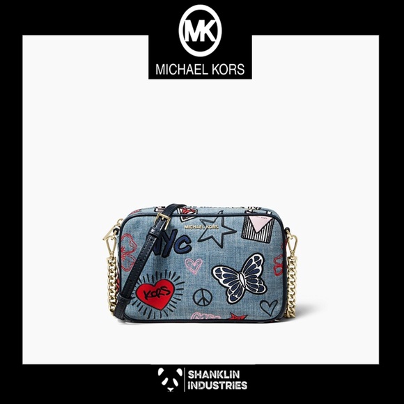 MICHAEL KORS 🔥🔥Ginny Med Embroidered Denim Crossbody - Picture 5 of 7